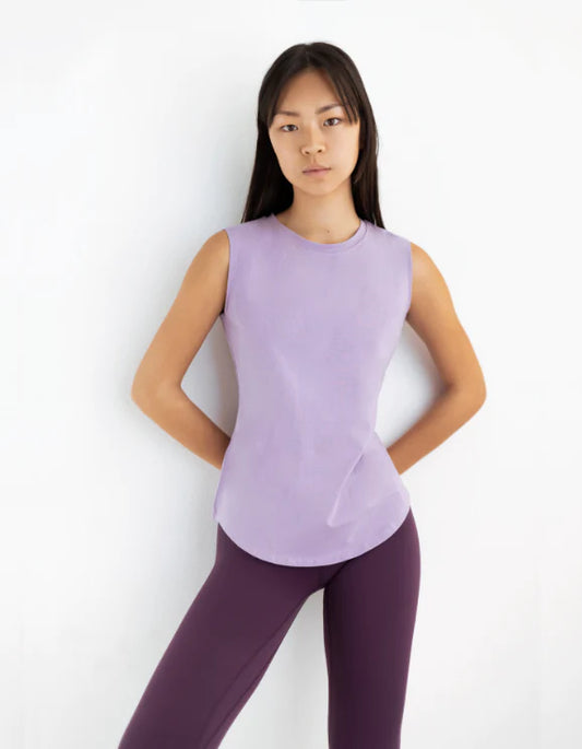 camiseta algodon yoga morado