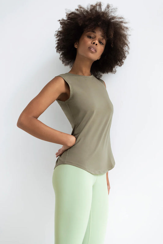 camiseta yoga algodon verde oscuro