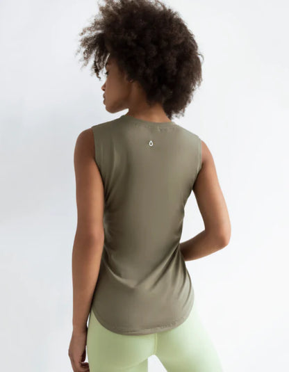 camiseta yoga algodon verde oscuro