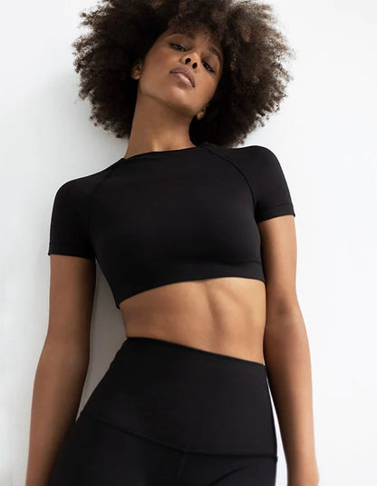 Crop tops manga corta best sale