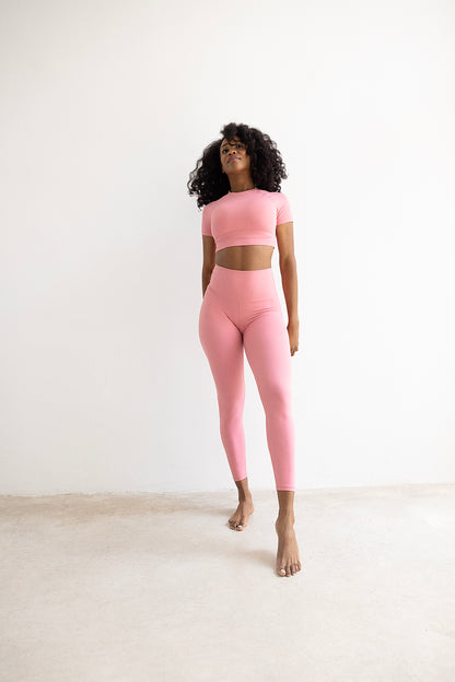 Crop top rosa deportivo mujer